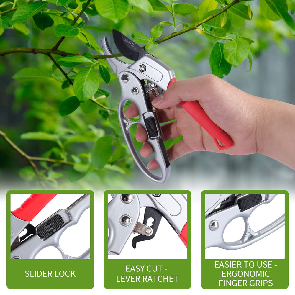 MEPEREZ Premium Pruning Shears in use on garden branches