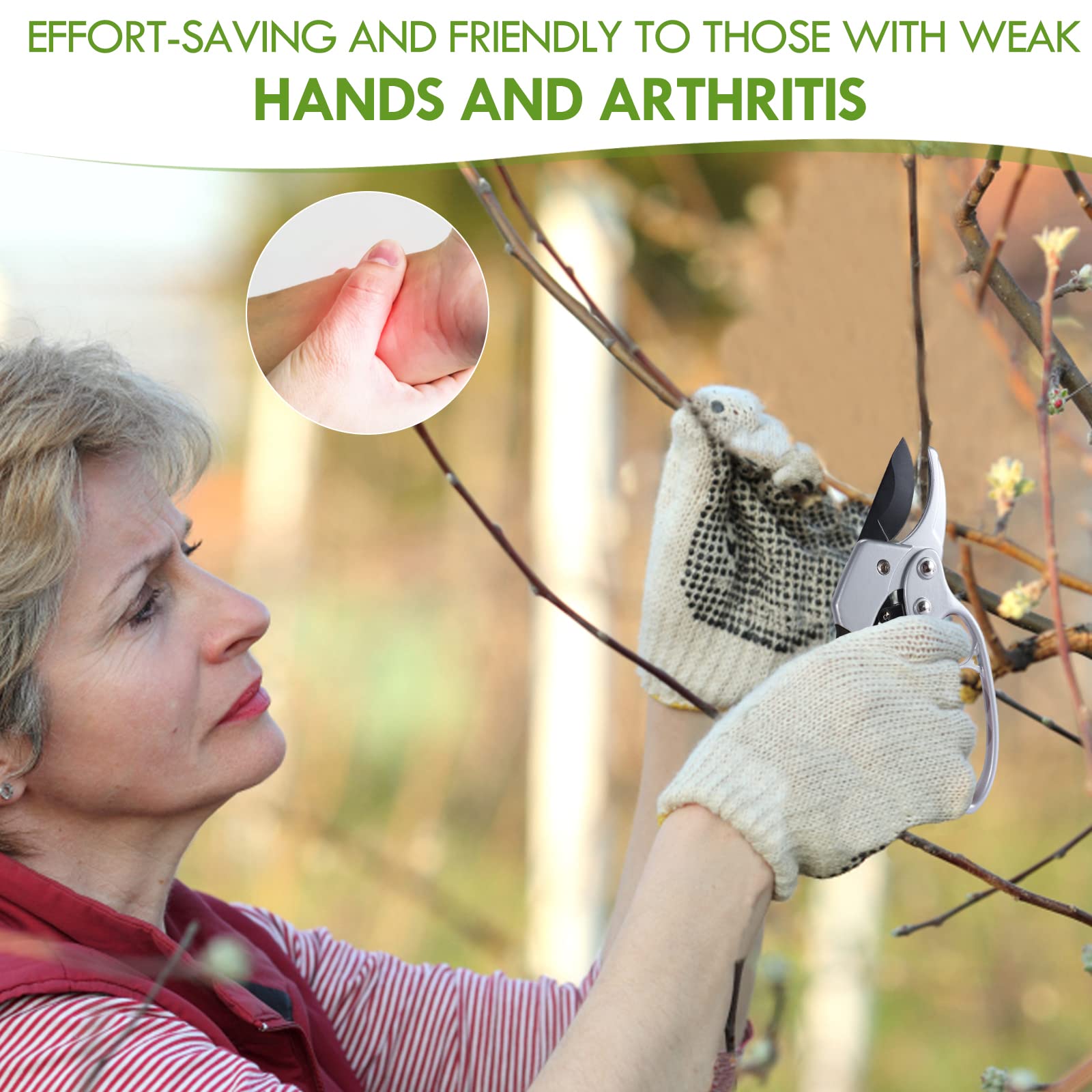 MEPEREZ pruning shears in a hand demonstrating cutting