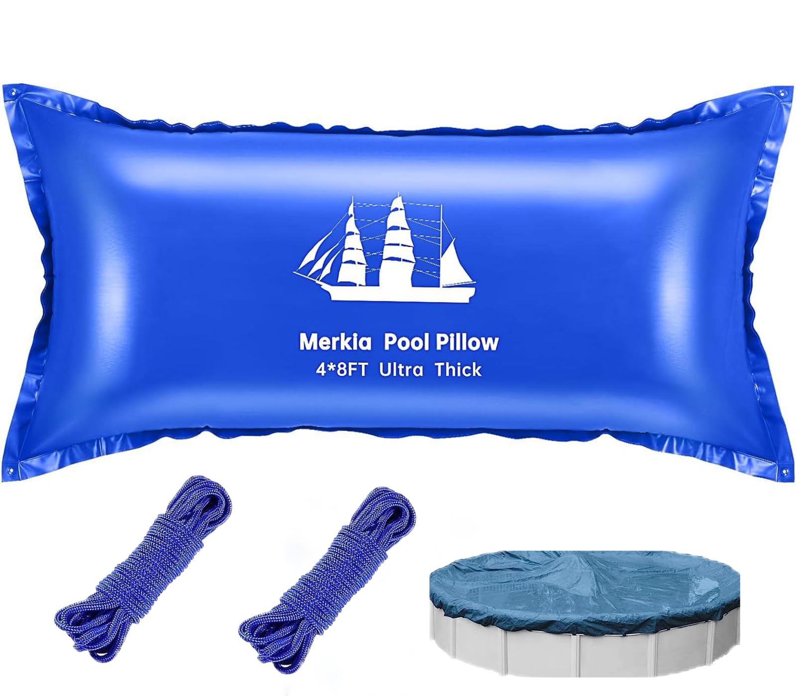 Merkia 4x8 ft pool pillow blue front view