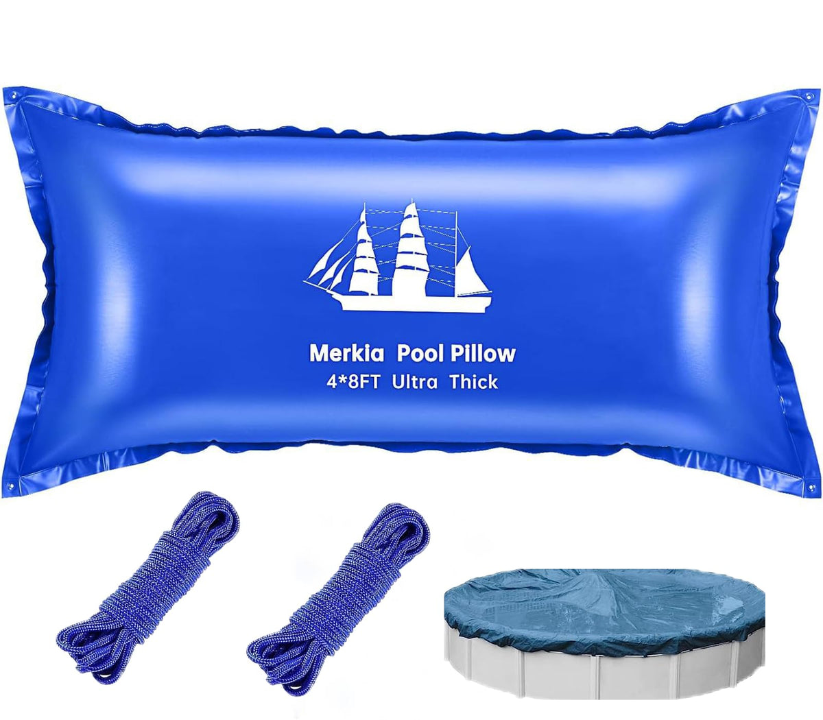 Merkia 4x8 ft pool pillow blue front view