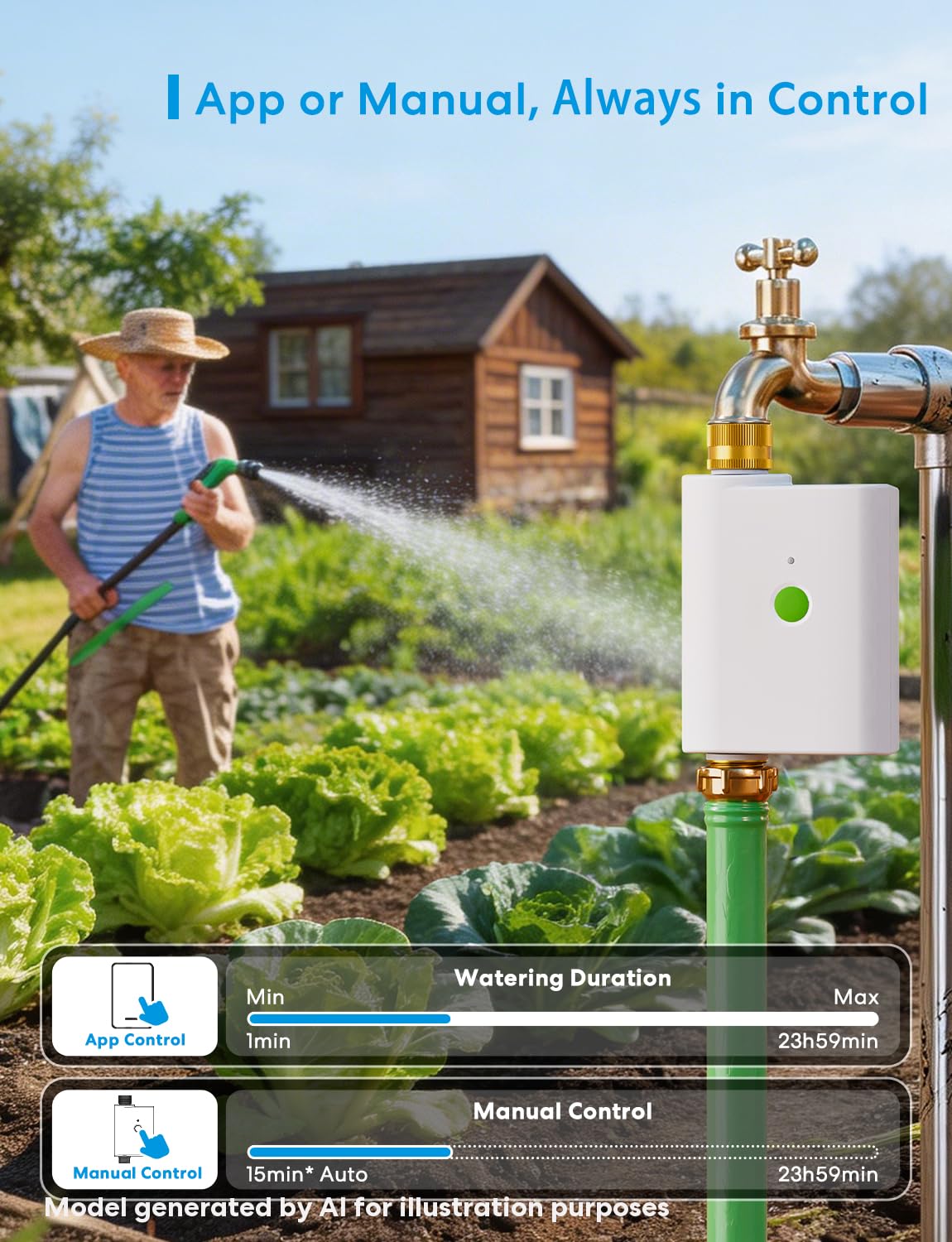meross WiFi Water Timer back view with hub