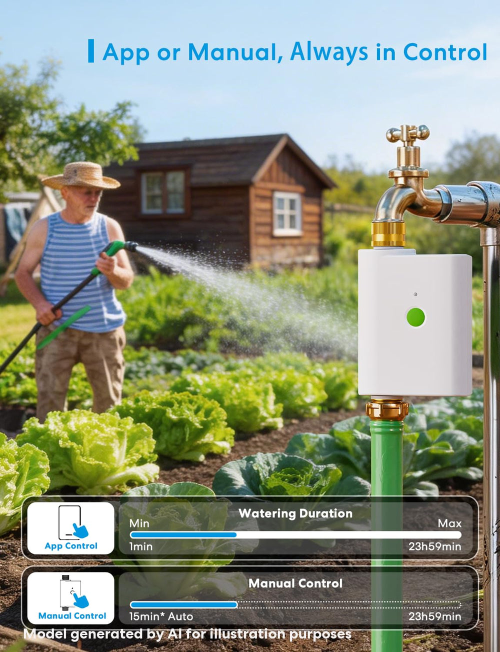 meross WiFi Water Timer back view with hub