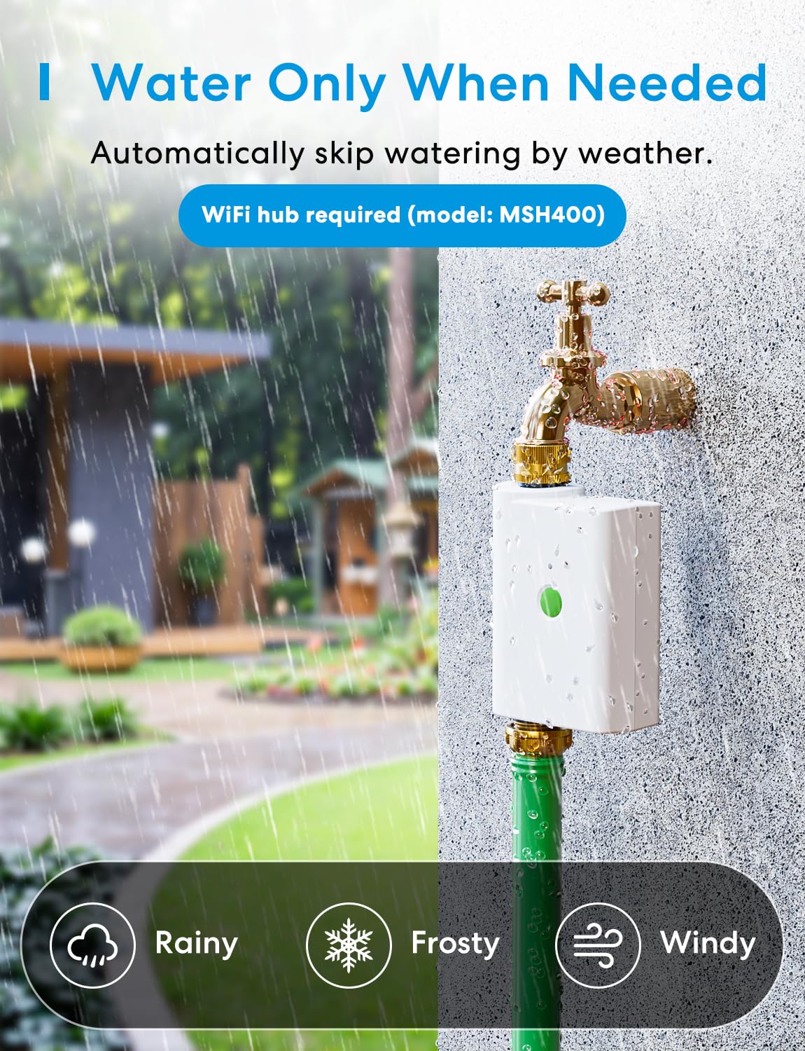 meross WiFi Water Timer showing manual watering function