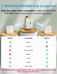meross WiFi Water Timer with app interface displayed on smartphone