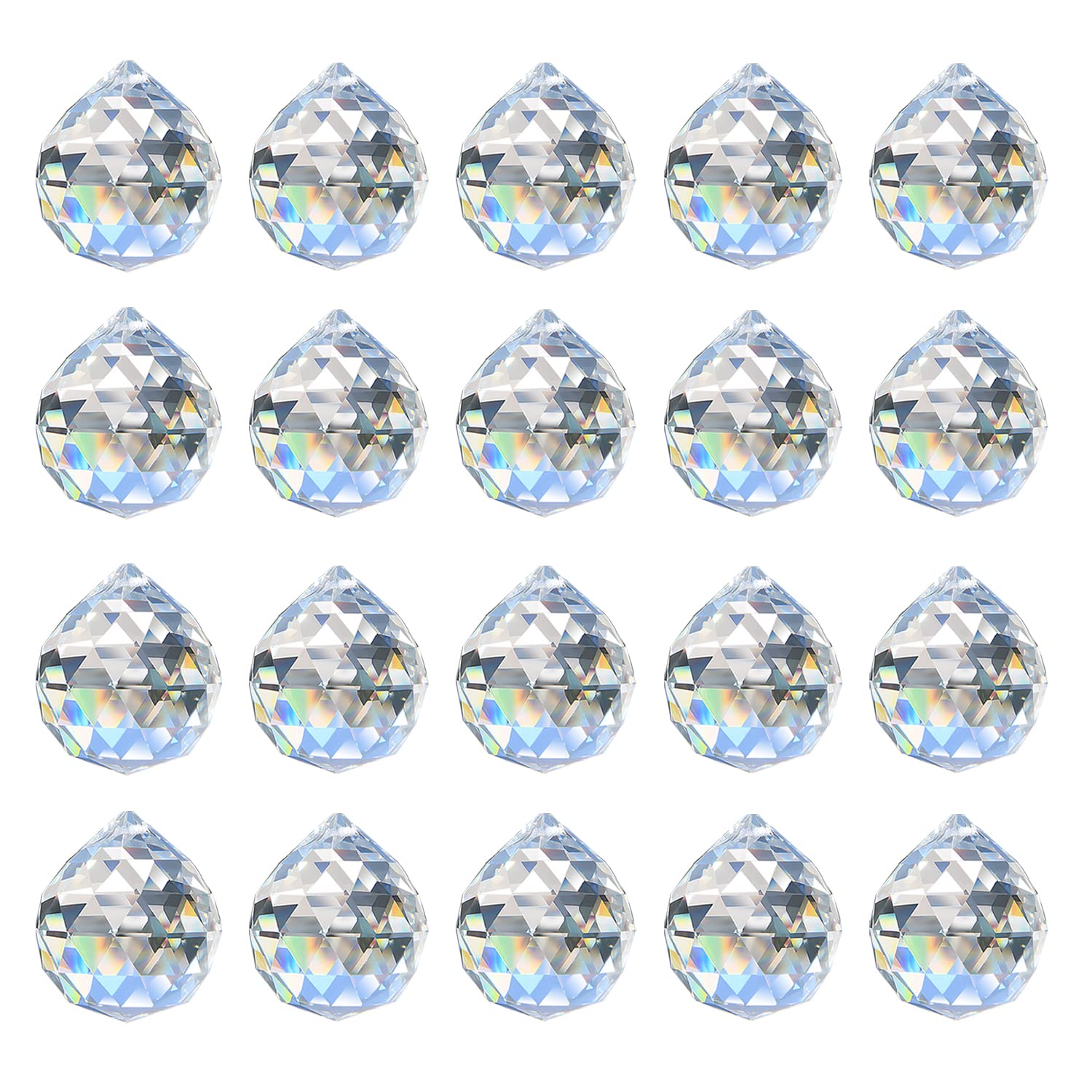 MerryNine Clear Crystal Sun Catcher Prism Ball front view, 30mm