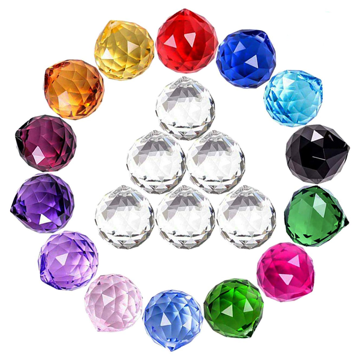 MerryNine Crystal Sun Catcher 20pcs assorted colours front view