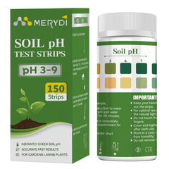 Merydi Soil pH Test Kit packaging with 150 test strips