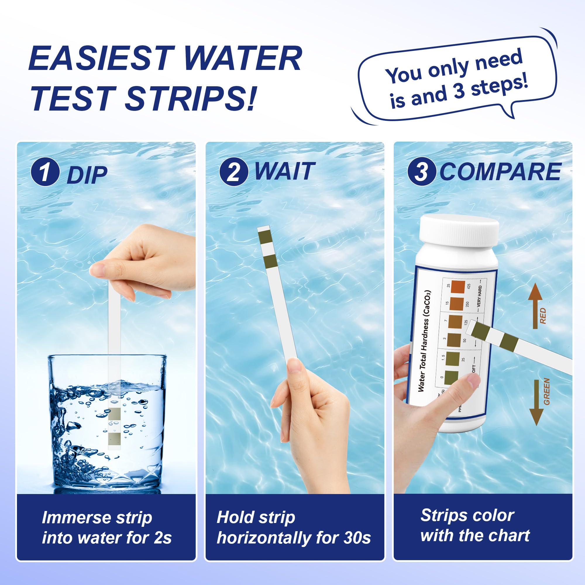 Merydi test tube included in the water hardness test kit