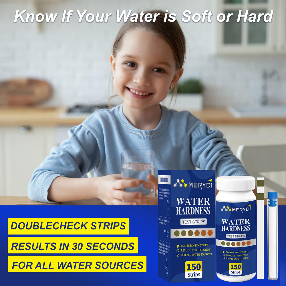 Merydi Water Hardness Test Kit with strips displayed