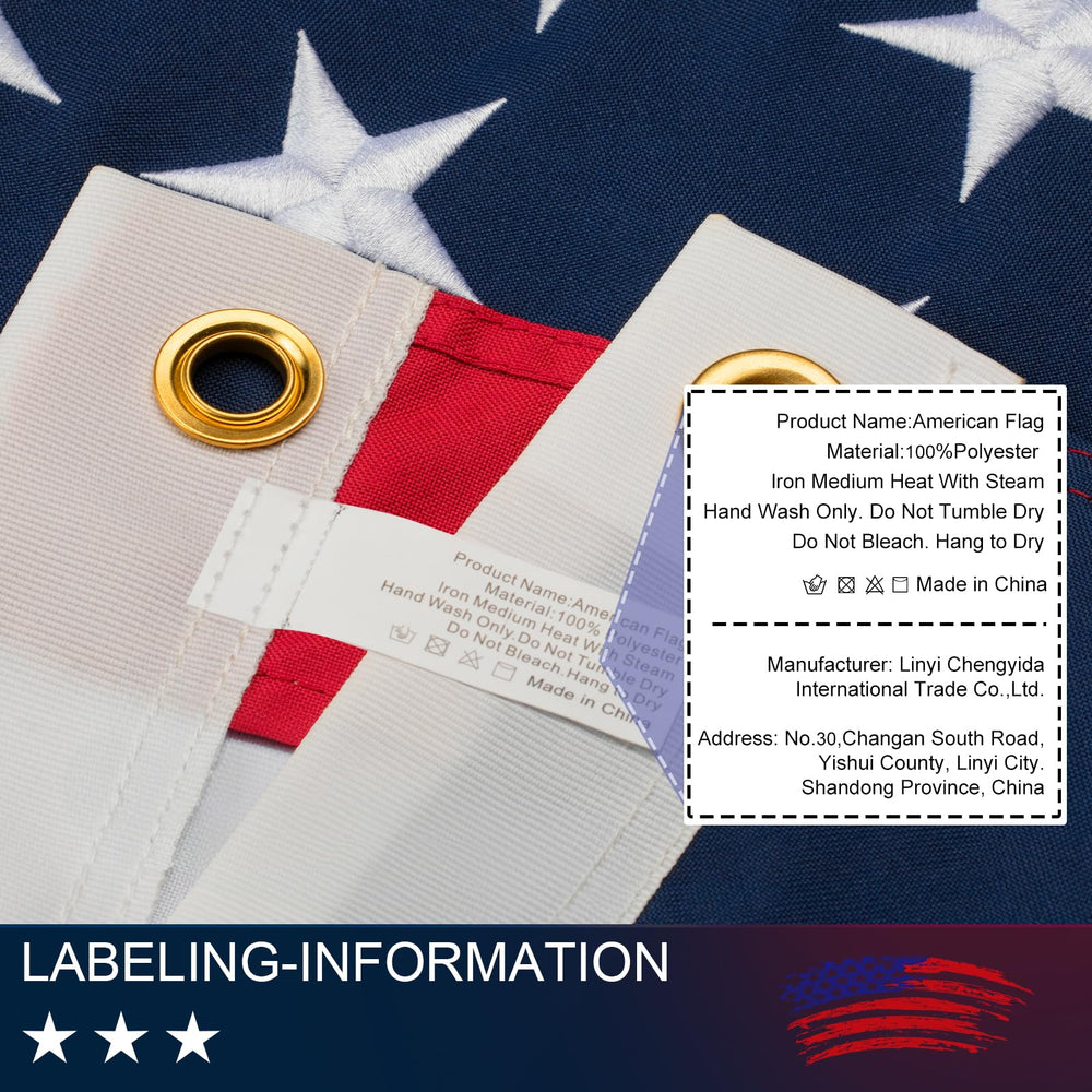 Meryndou American Flag packaging with dimensions