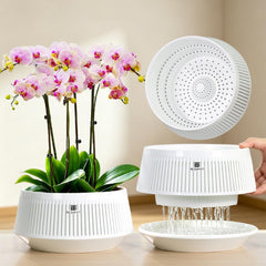 Meshpot 8-inch white orchid pot front view
