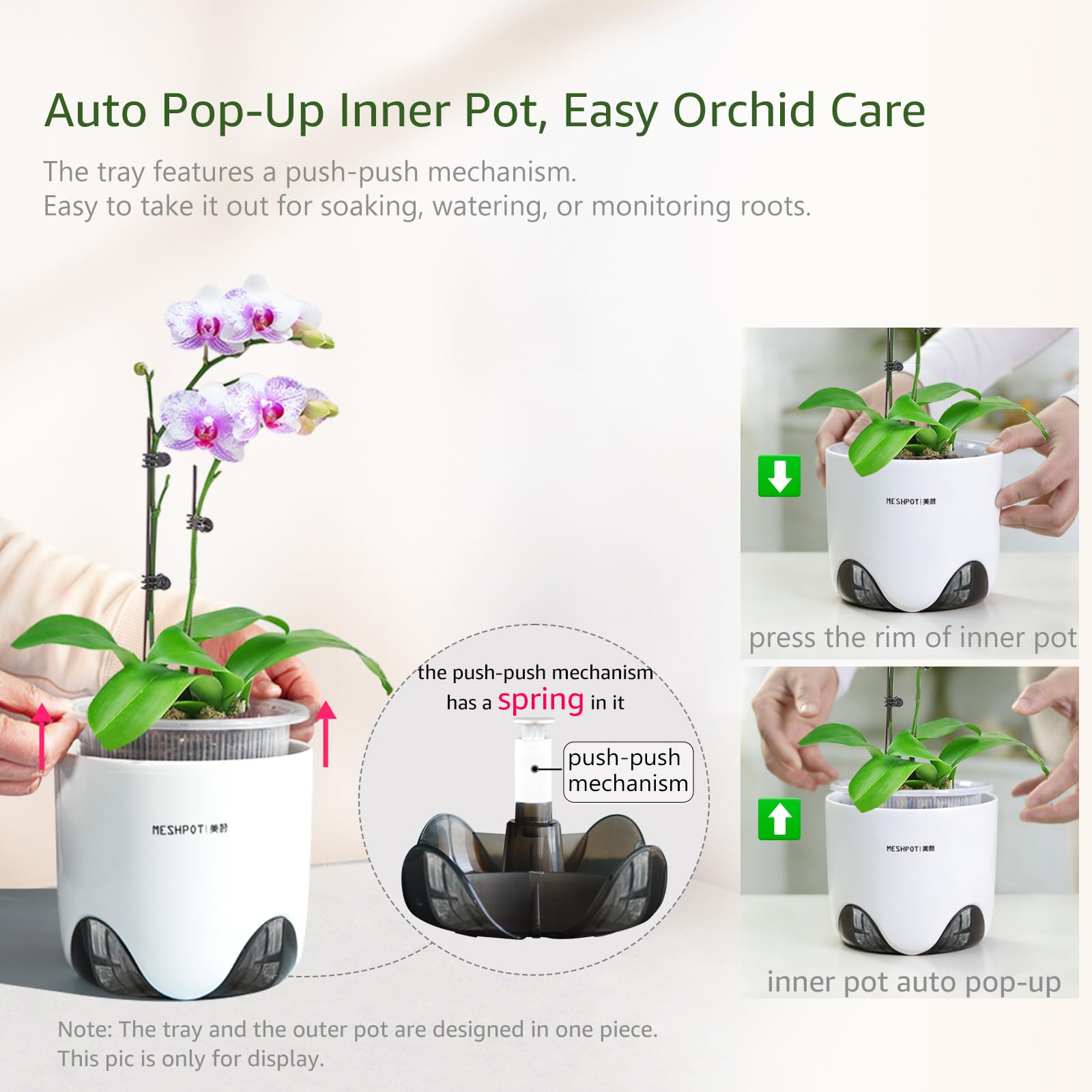 Meshpot orchid pot set displayed on a wooden table