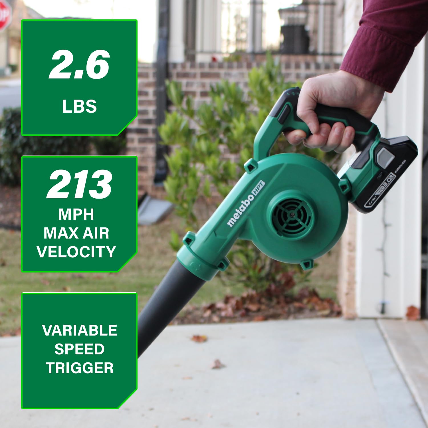 Metabo HPT 18V Cordless Compact Blower lightweight design demonstration