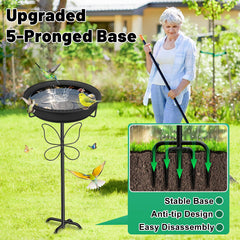 Metal butterfly pillar of YOADEHOA Bird Bath with relief carvings