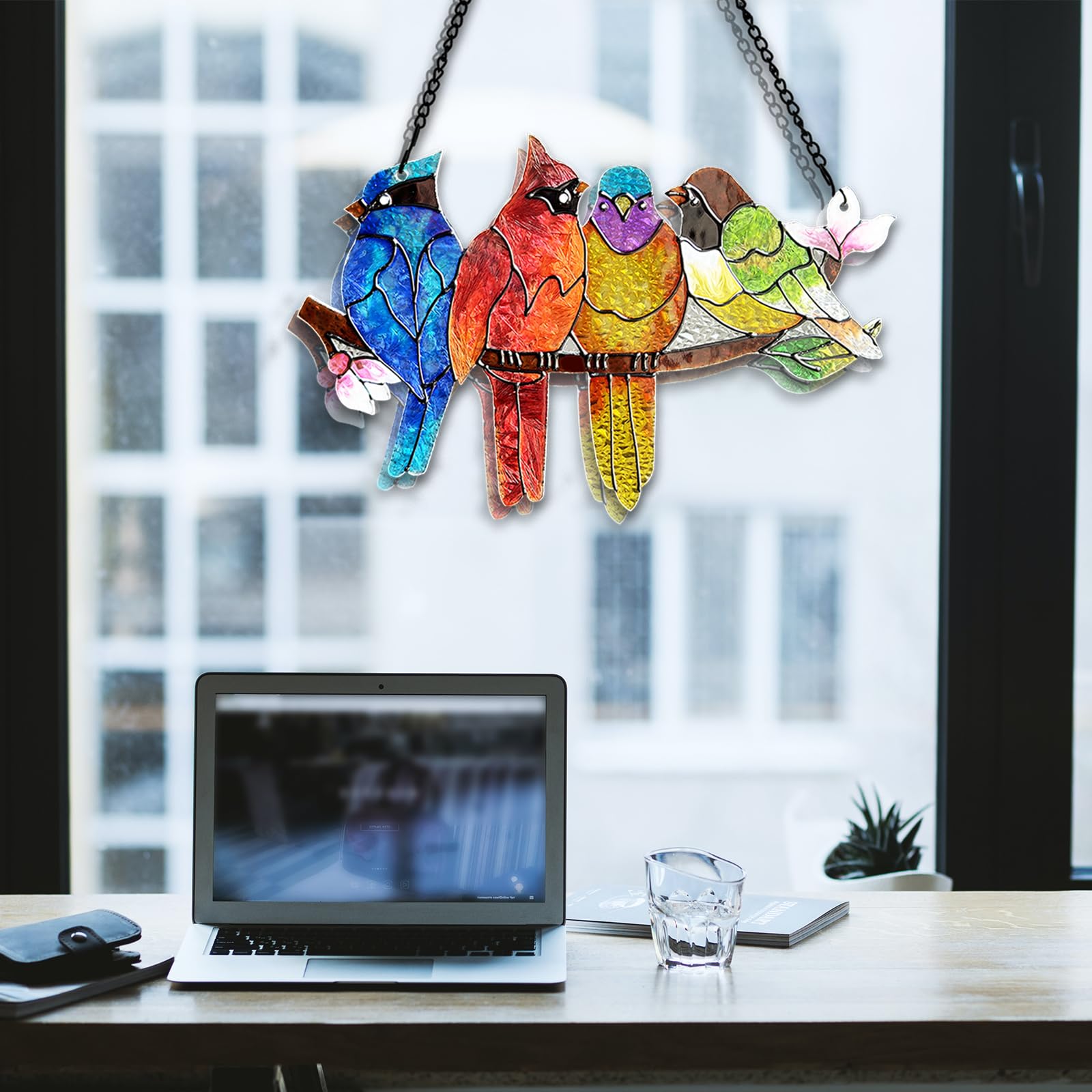 Metal chain included with DASTOLL Stained Glass Suncatcher