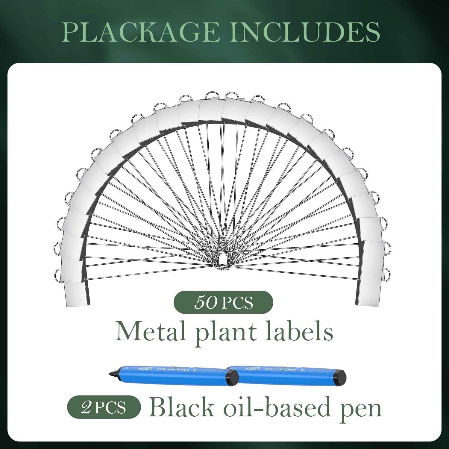 Metal Plant Labels with various plants in the background