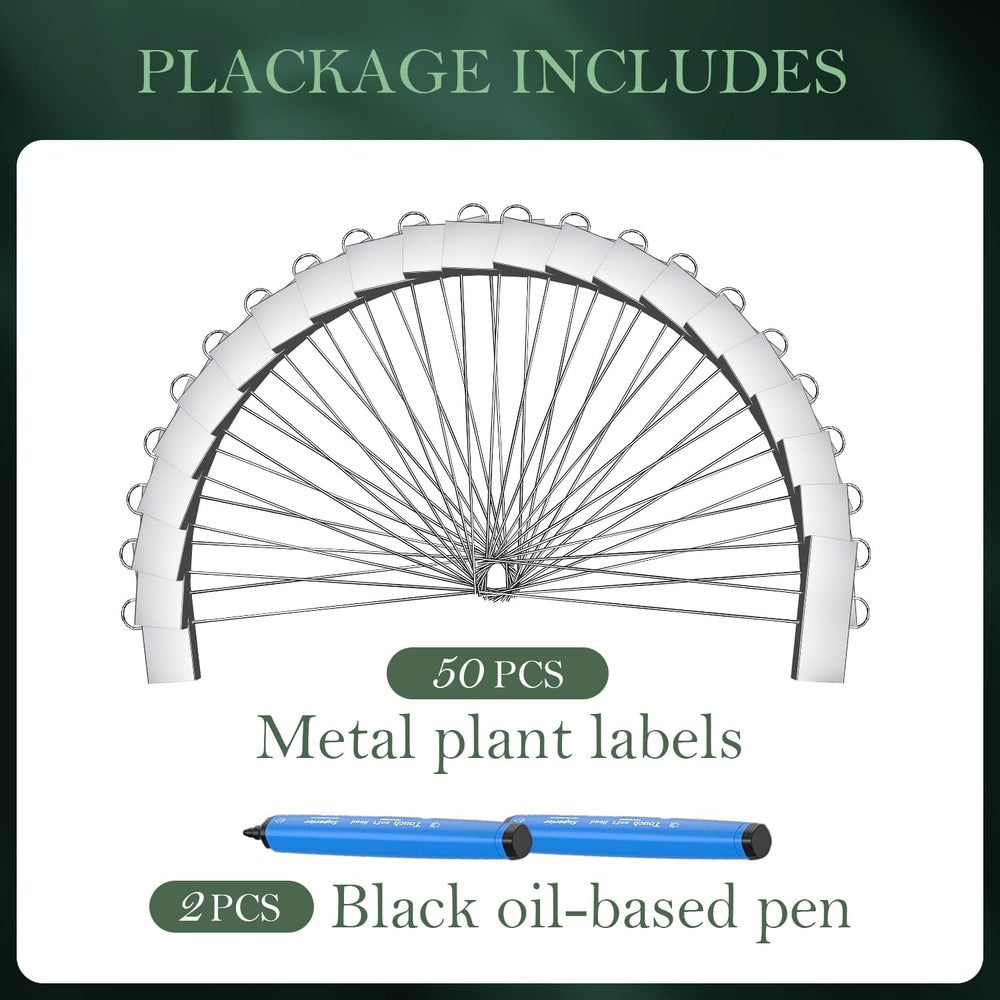 Metal Plant Labels with various plants in the background