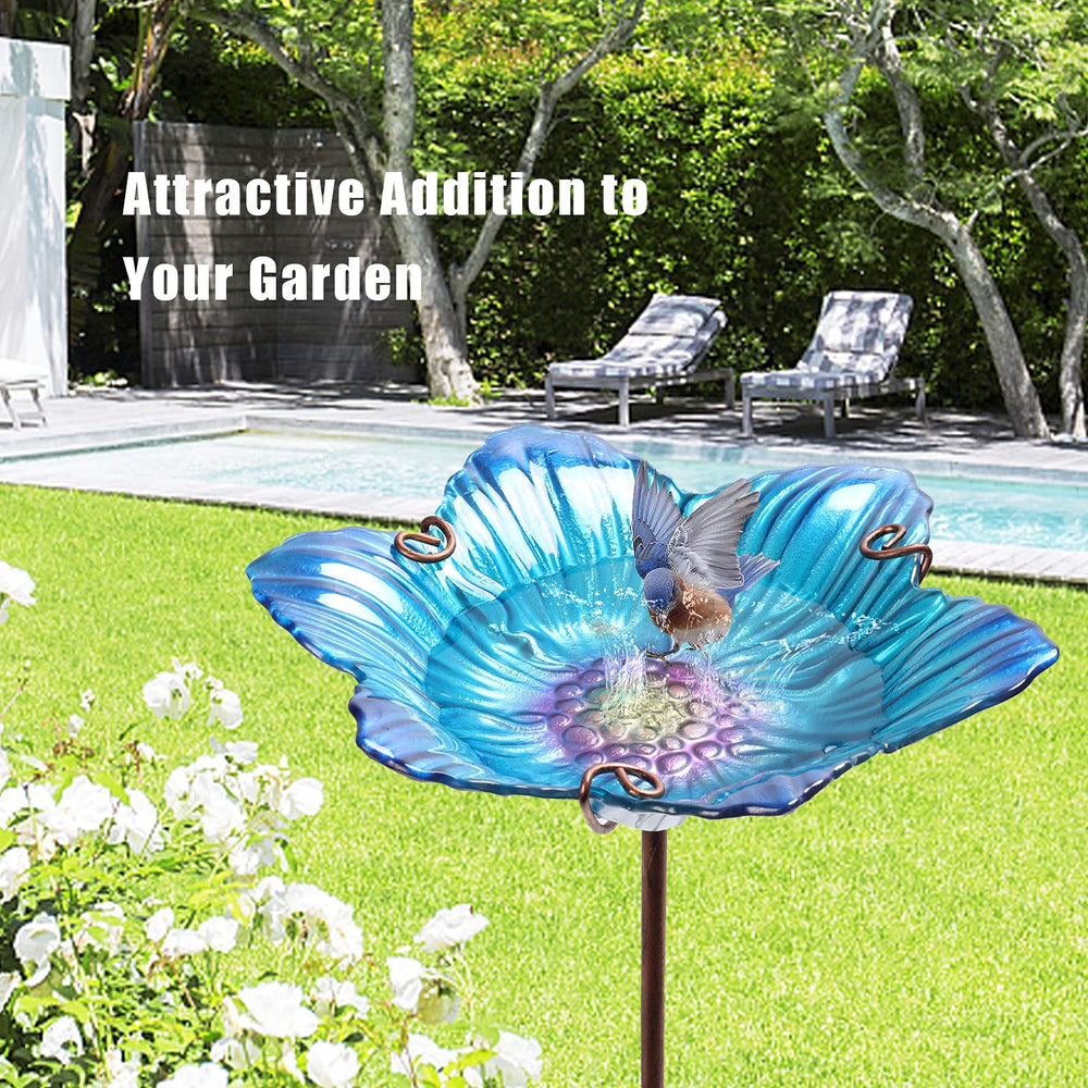 Metal stake of the DREAM GARDEN bird bath securely inserted in the ground
