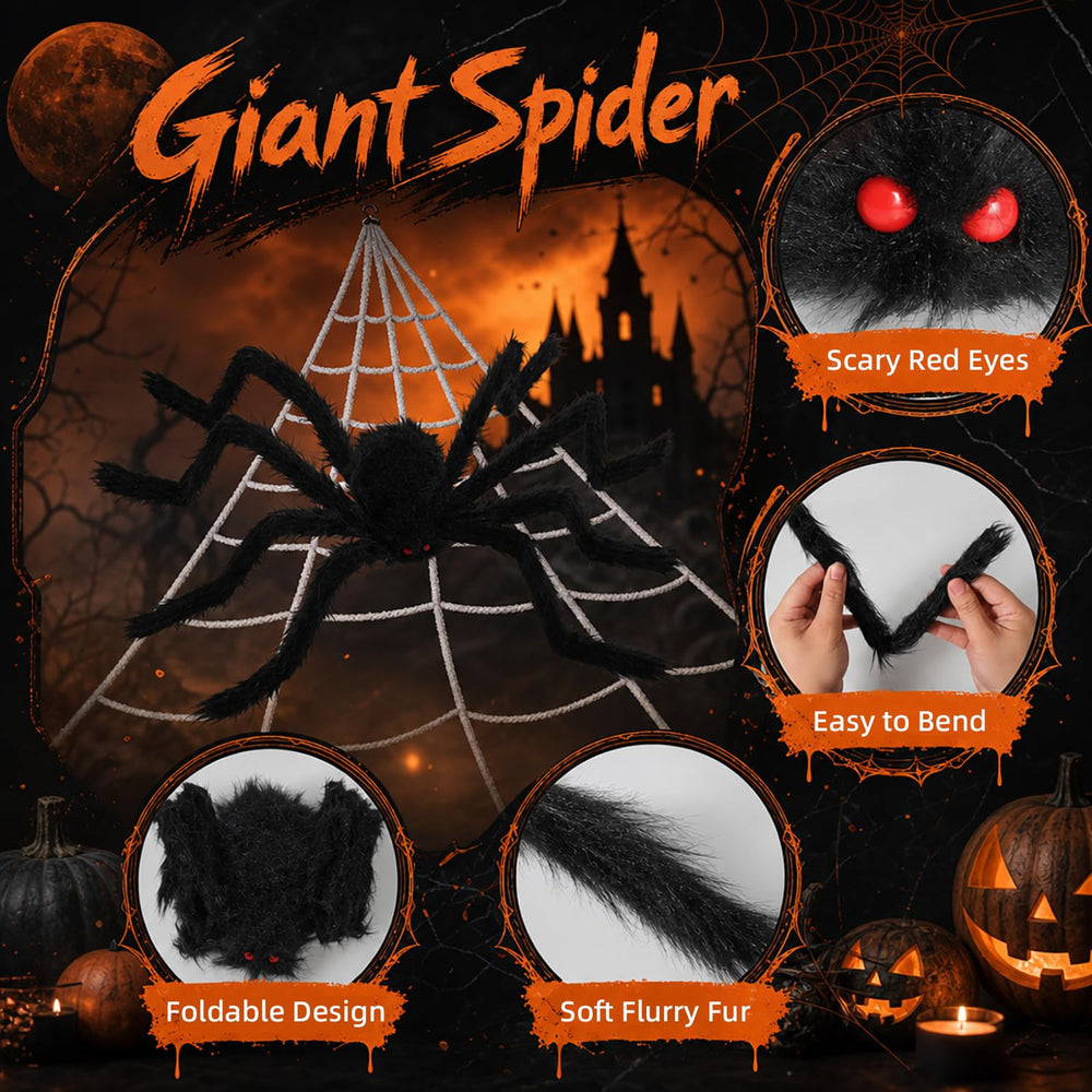Metal stakes included for securing the spider web outdoors