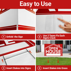 Metal stakes included in ComboJoy Open House Sign Set