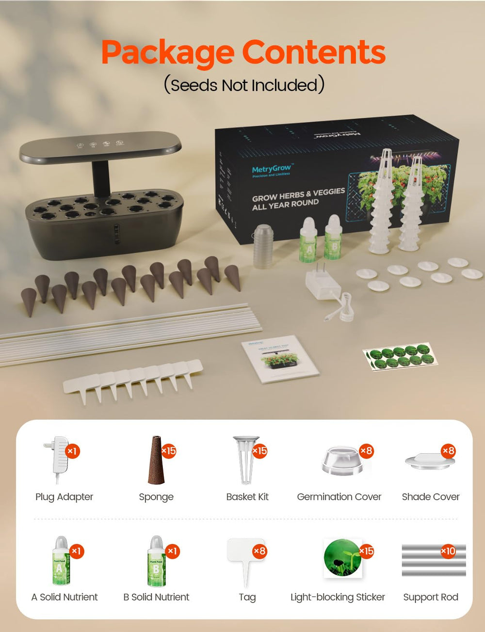 MetryGrow Hydroponic Growing System with fresh vegetables