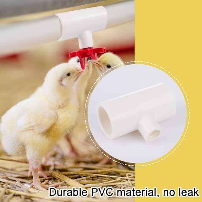 MEWTOGO Chicken Waterer PVC Tee Fitting installation example