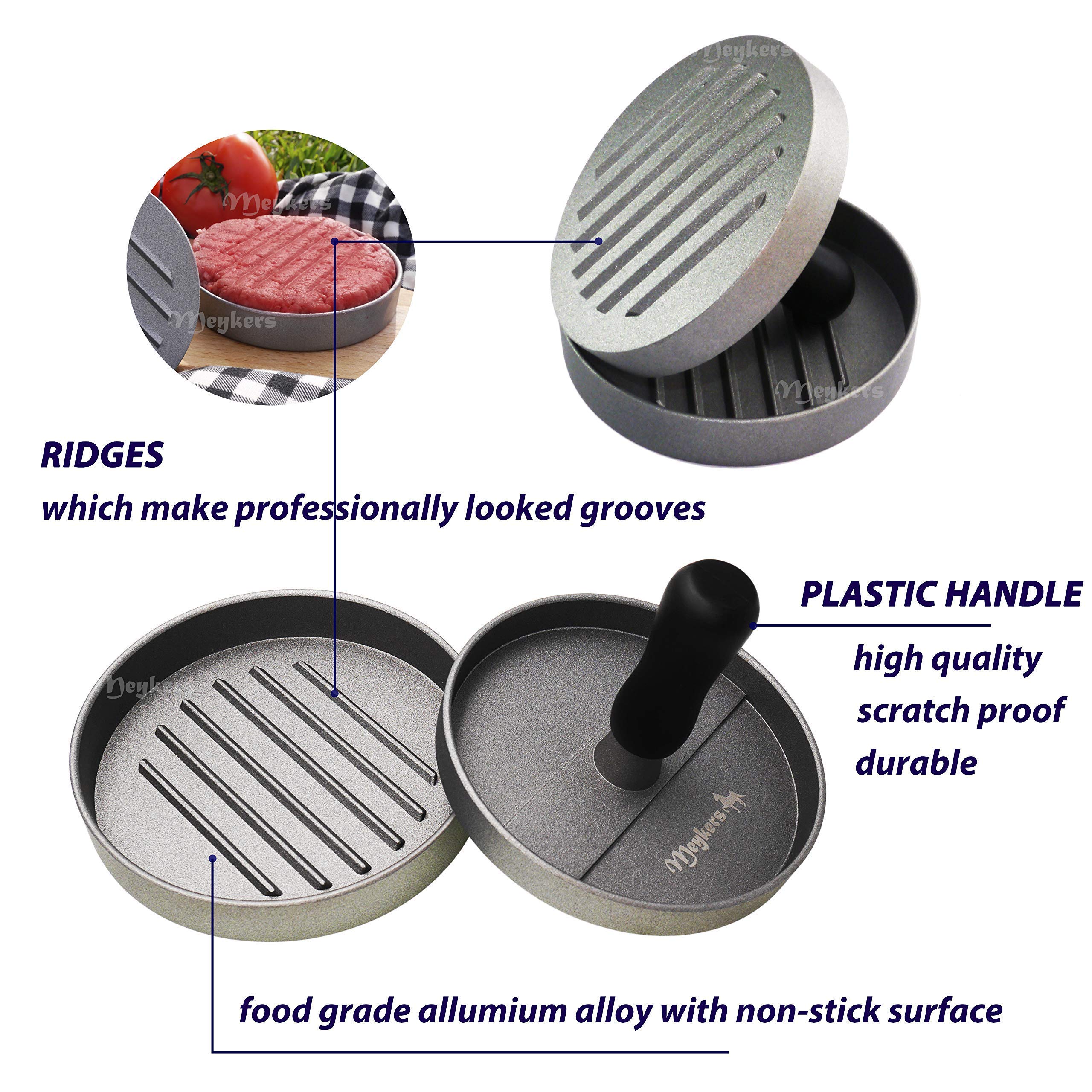 Meykers Hamburger Press Patty Maker dimensions showing size