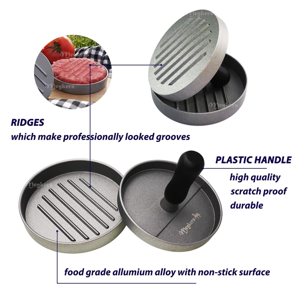 Meykers Hamburger Press Patty Maker dimensions showing size