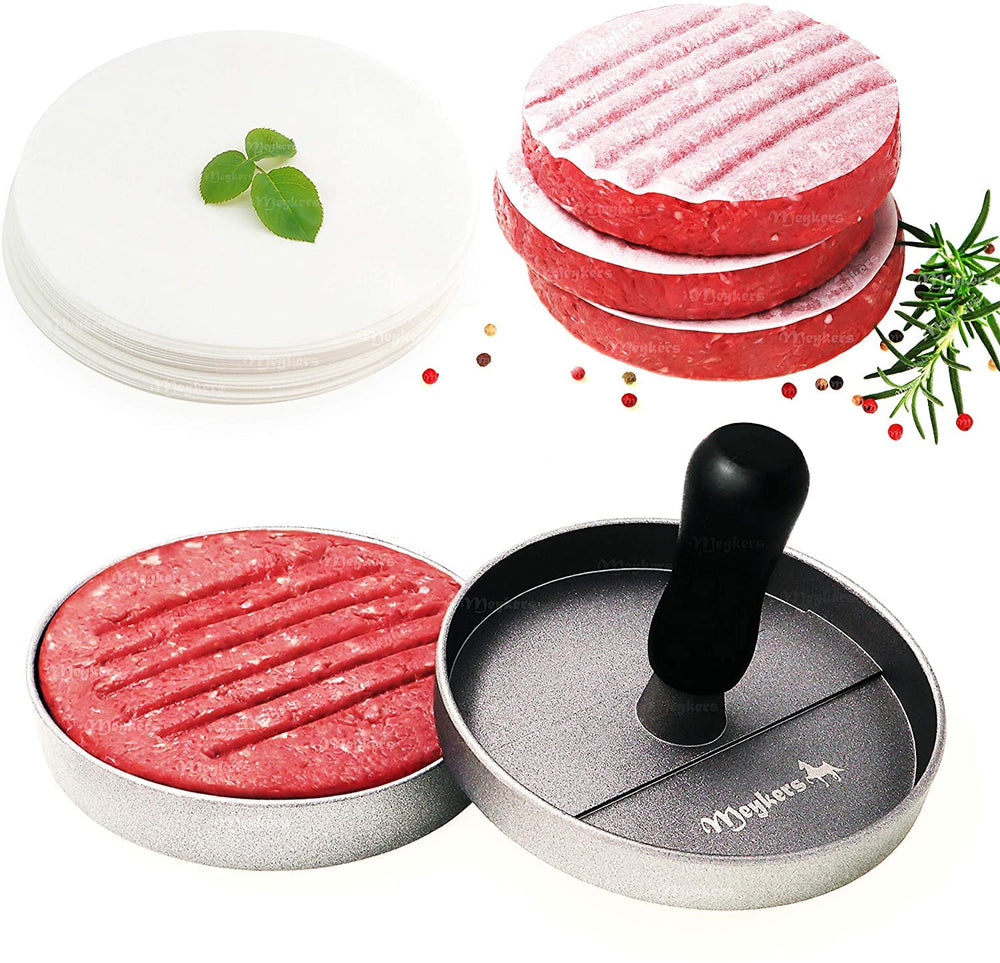 Meykers Hamburger Press Patty Maker front view with detachable handle