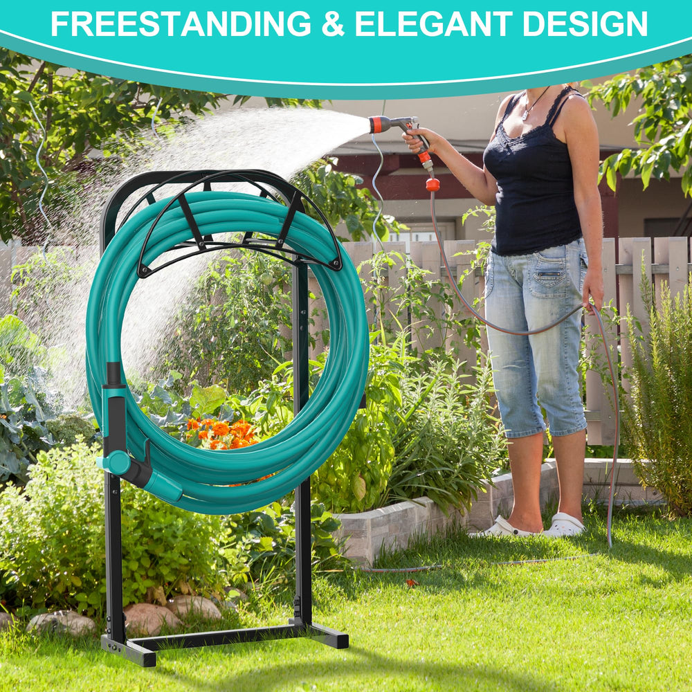 Meykwod Garden Hose Holder showing easy assembly instructions