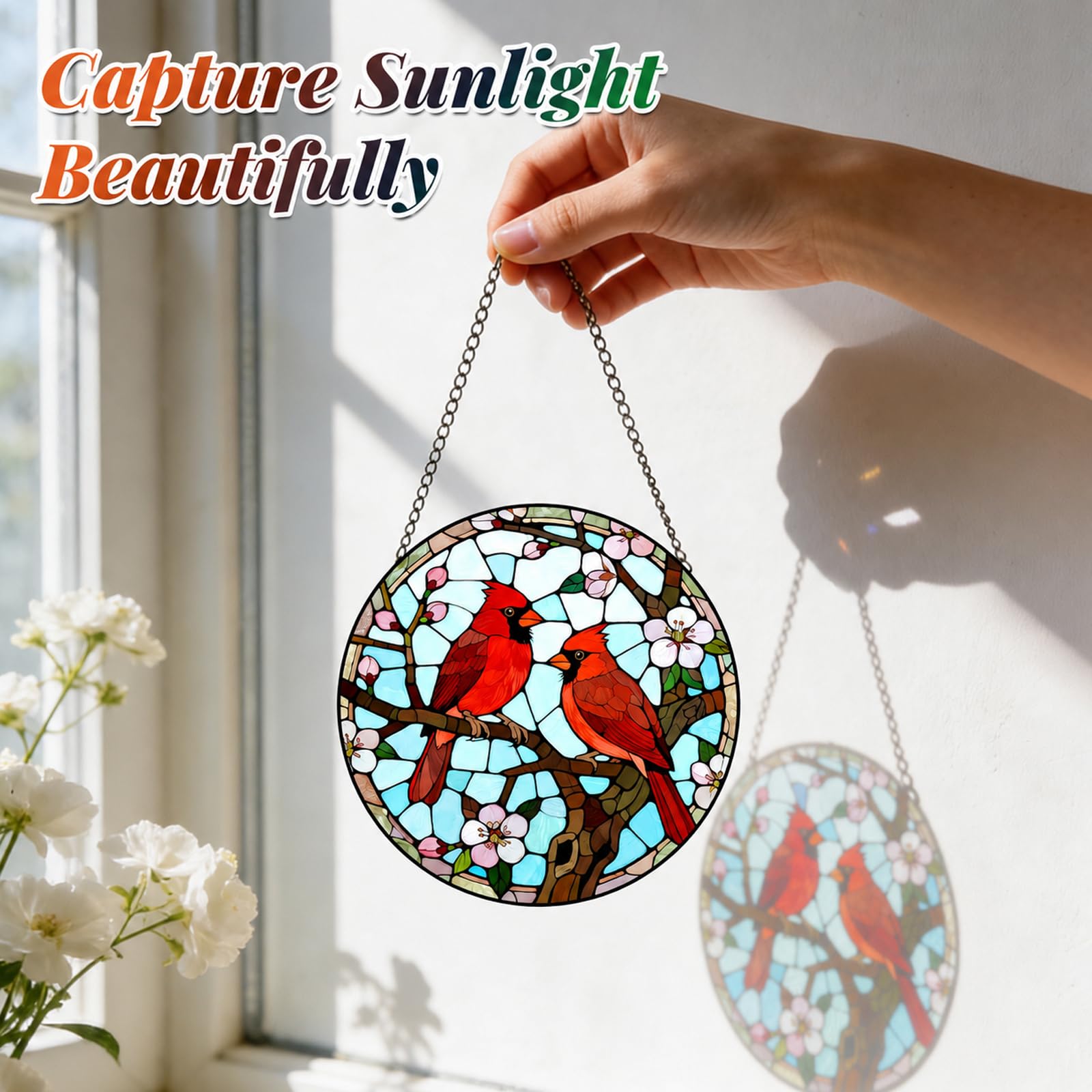 Meyocky Cardinal Suncatcher with hook for easy hanging