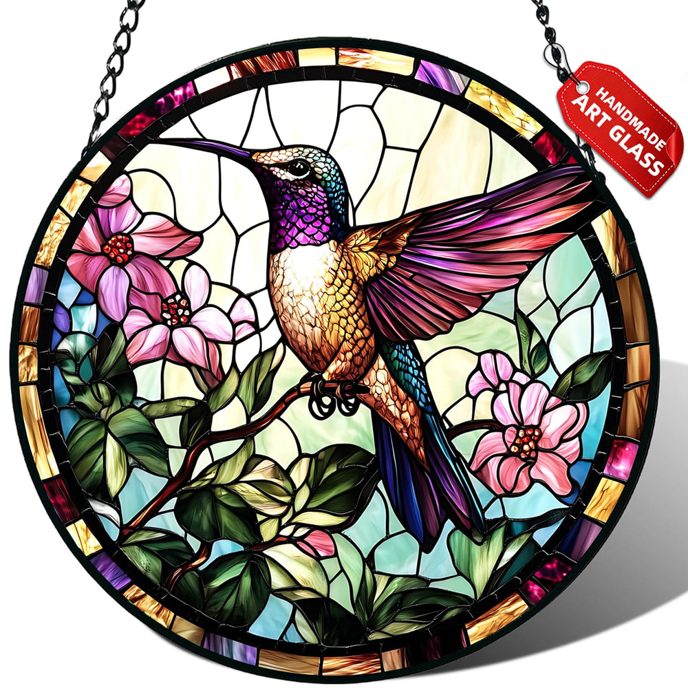 Meyocky Hummingbird stained glass suncatcher front view
