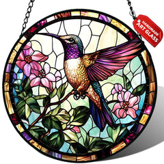 Meyocky Hummingbird Stained Glass Suncatcher front view