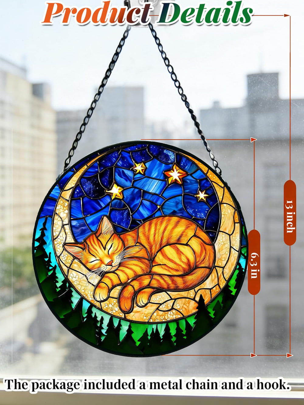 Meyocky Orange Cat Suncatcher from side view