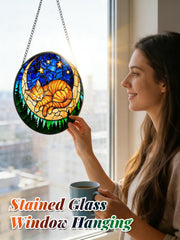 Meyocky Orange Cat Suncatcher hanging in window