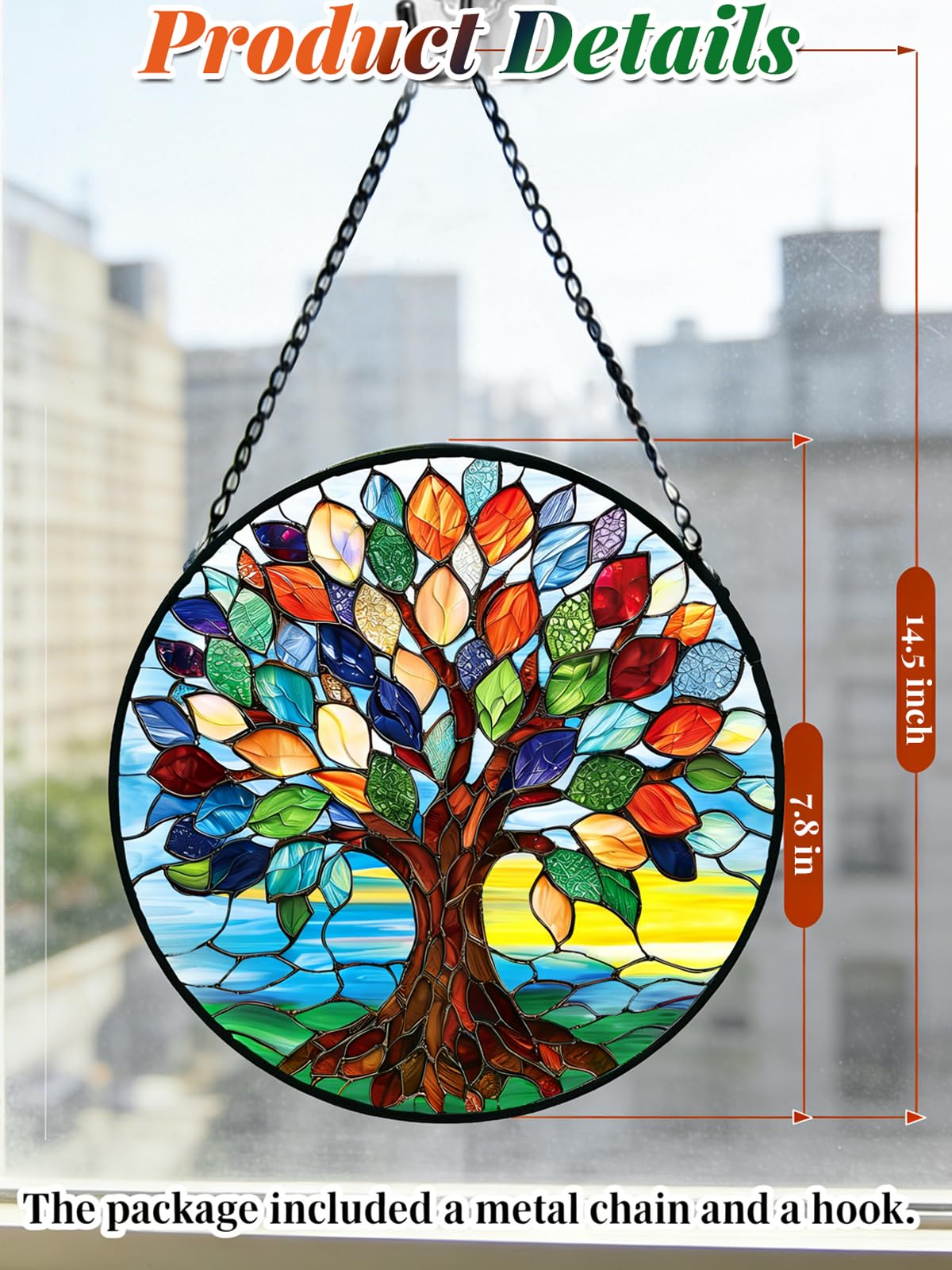 Meyocky Tree of Life suncatcher with vibrant colours and light reflections