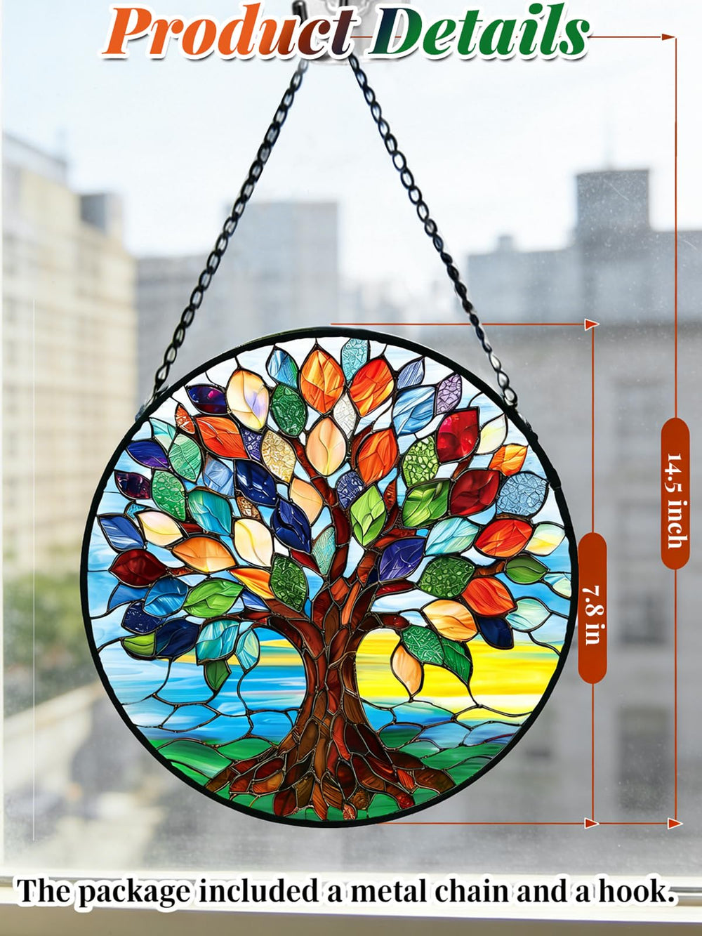 Meyocky Tree of Life suncatcher with vibrant colours and light reflections