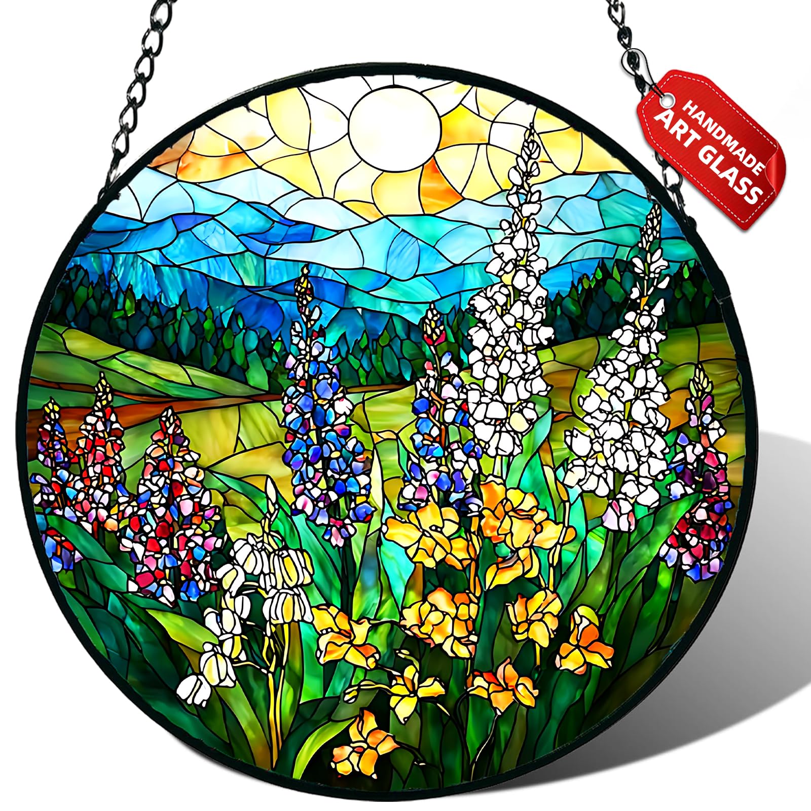 Meyocky Wildflowers Stained Glass Suncatcher front view