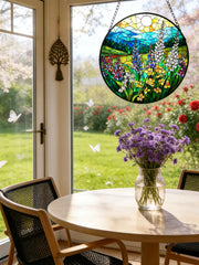 Meyocky Wildflowers stained glass suncatcher outdoor display