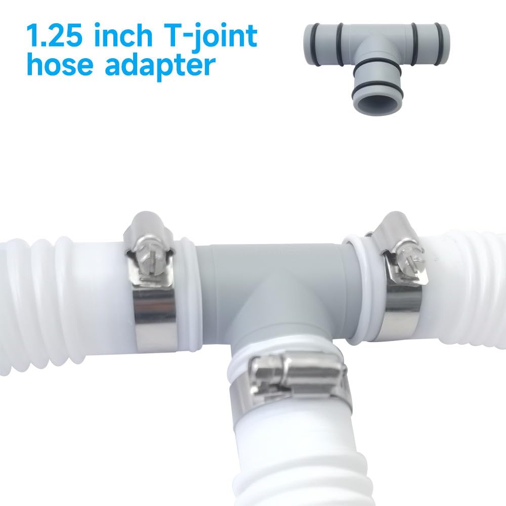 MEZYJIUCOM Pool Hose Connector T Joint 1.25 inch with O-ring