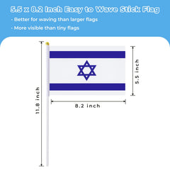 mflagperft 12-pack of small handheld Israeli flags displayed together