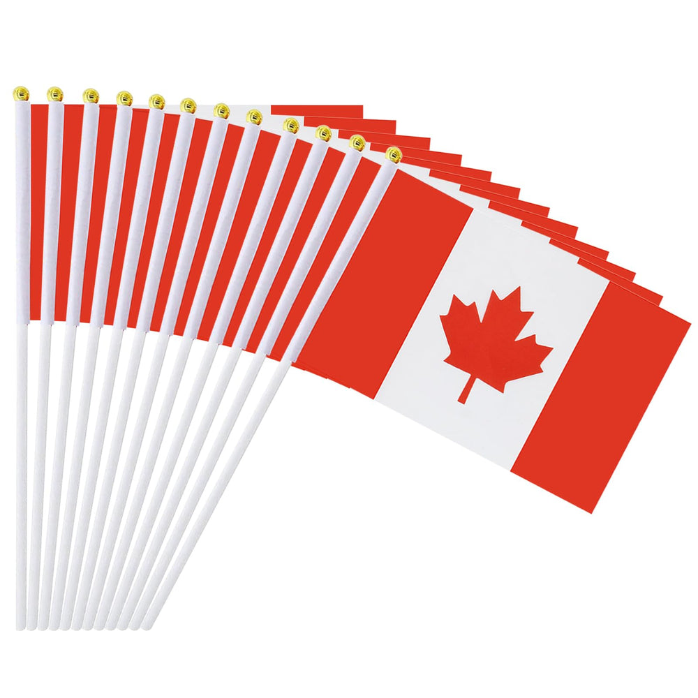 mflagperft Canada flag on stick front view