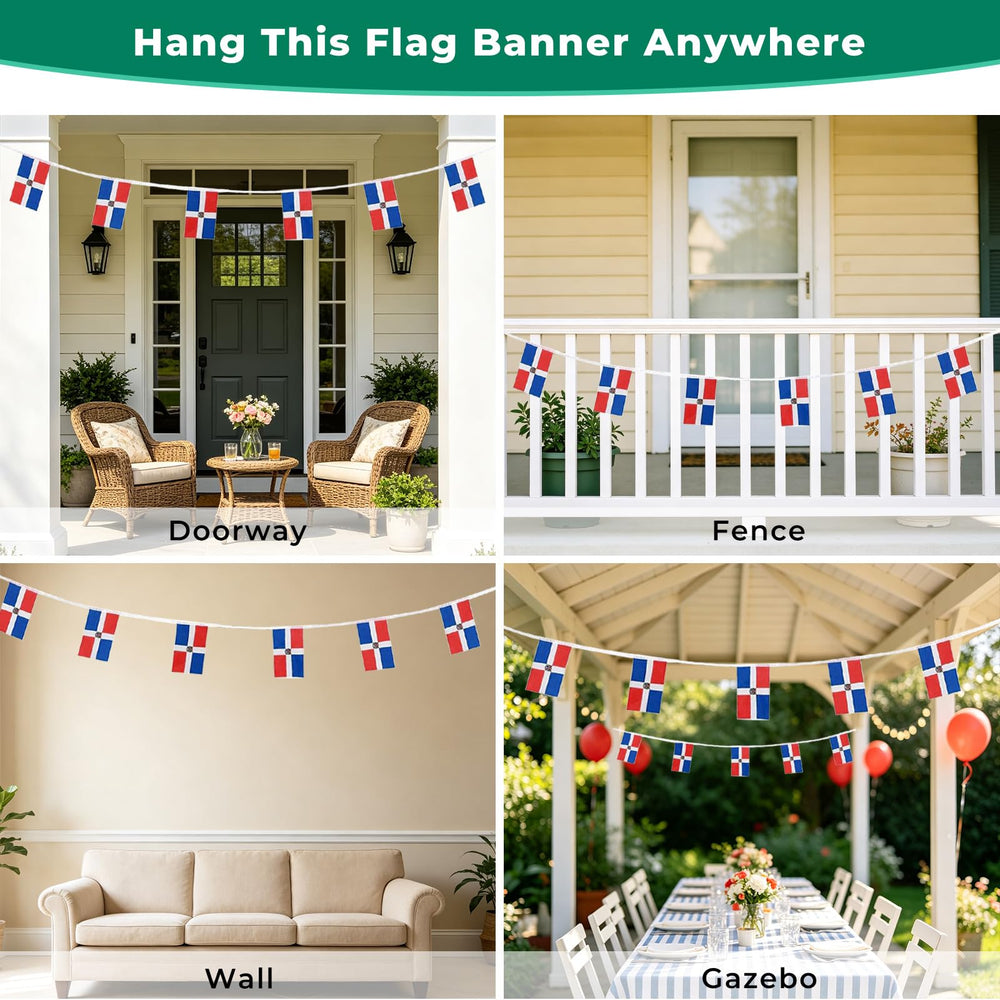mflagperft Dominican Mini String Flags close-up showing vibrant colors