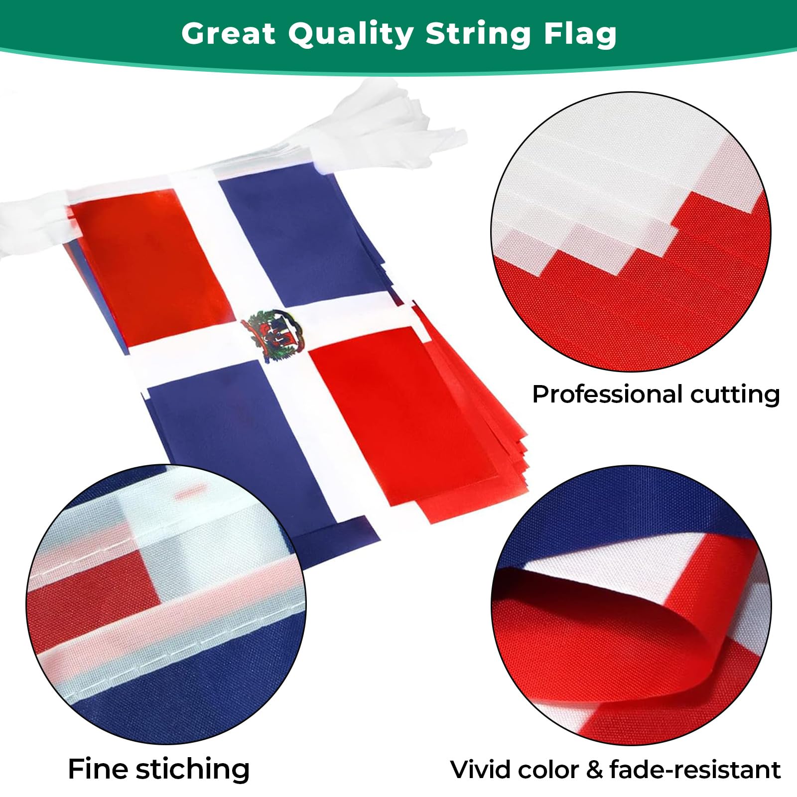 mflagperft Dominican Mini String Flags displayed at a party