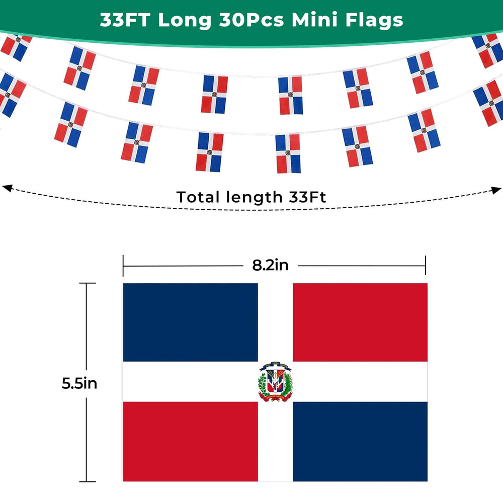 mflagperft Dominican Mini String Flags hanging in a classroom