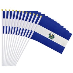 mflagperft El Salvador flag on stick front view