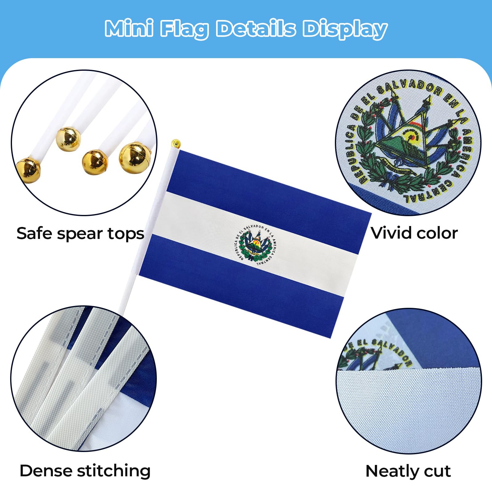 mflagperft El Salvador flags displayed on a table