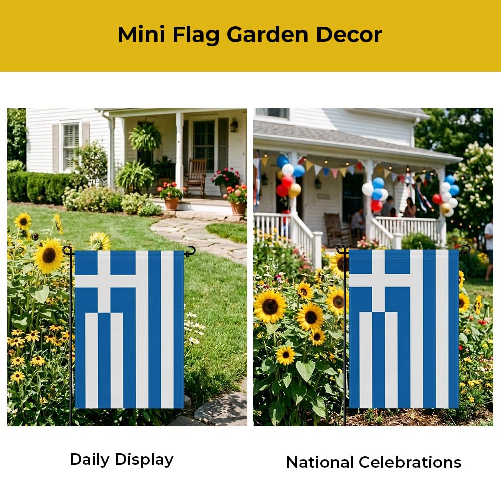 mflagperft Greece Garden Flag close-up of fabric texture