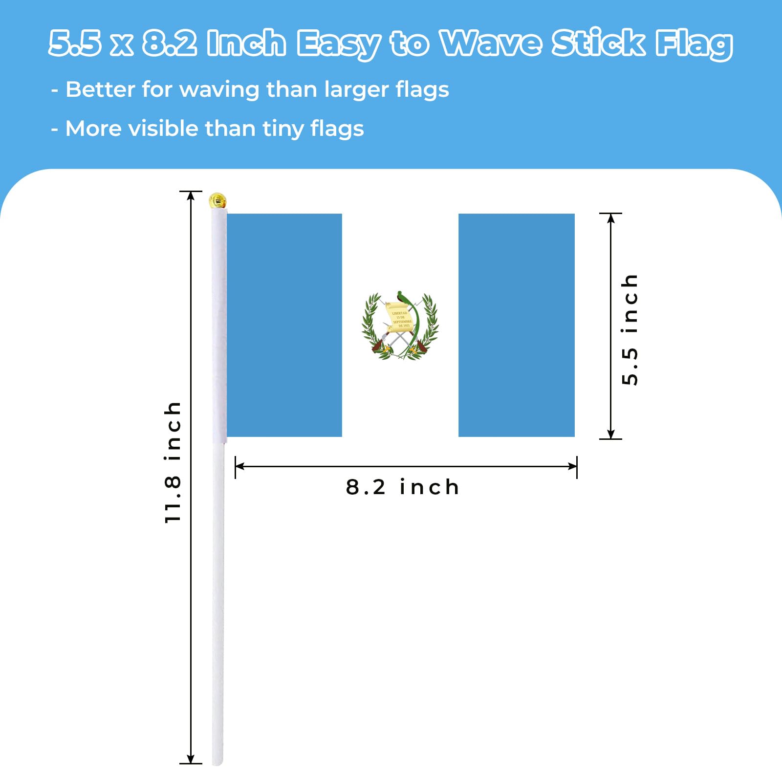 mflagperft Guatemala flag on stick displayed outdoors