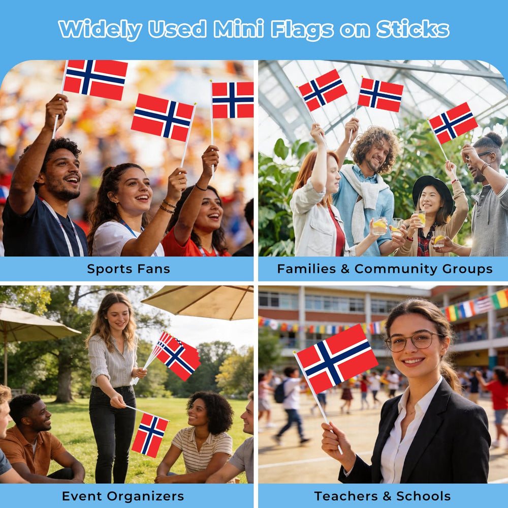 mflagperft Norway flags on stick packaging